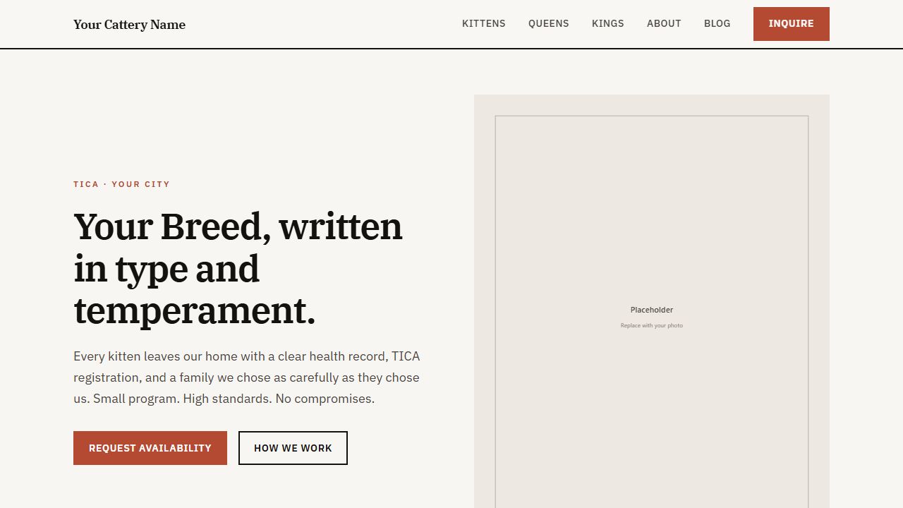 Ink Stone template - editorial breeder website style